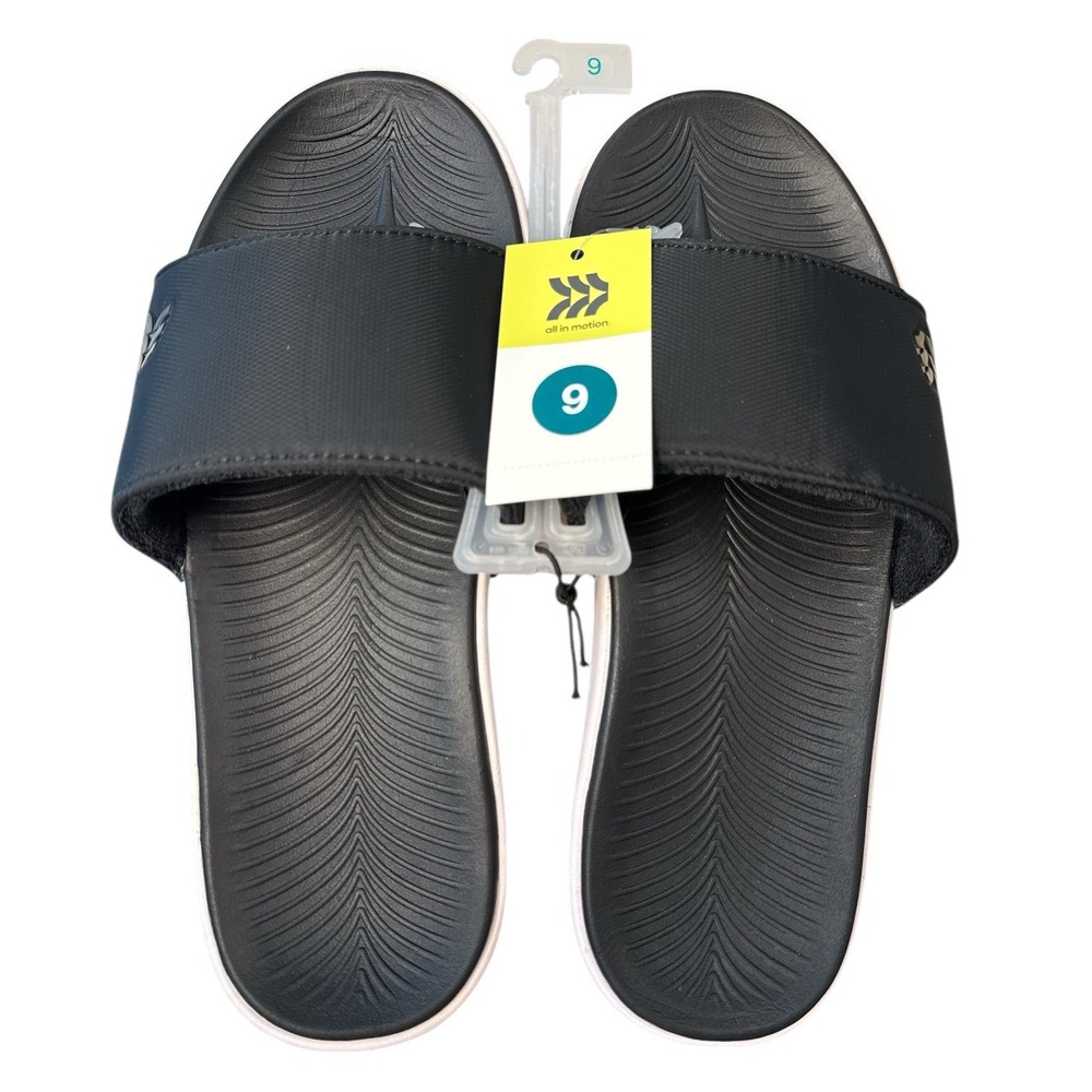 Men's Black Wesley Slides Slip On Comfort Sandals All In Motion Size‎ 9 NWT